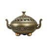 Vintage Round Incense | Bakhoor Burner – Traditional Star Pattern Design, Brass look, Decorative Metal Holder for Home & Aromatherapy